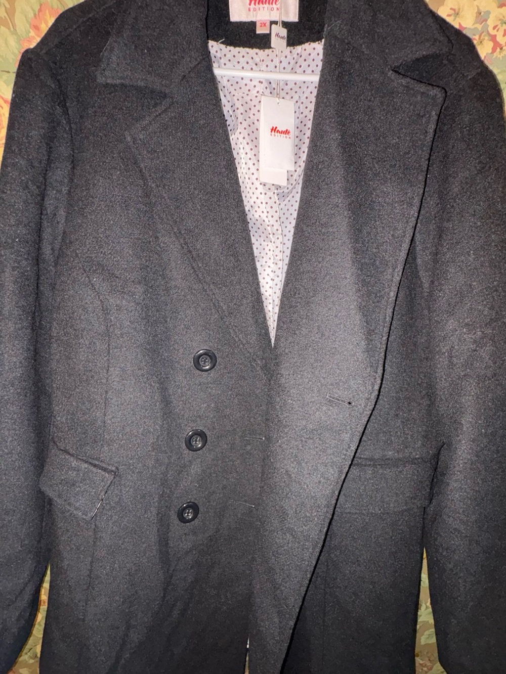 Haute Society Black Wool-Blend Pea Coat